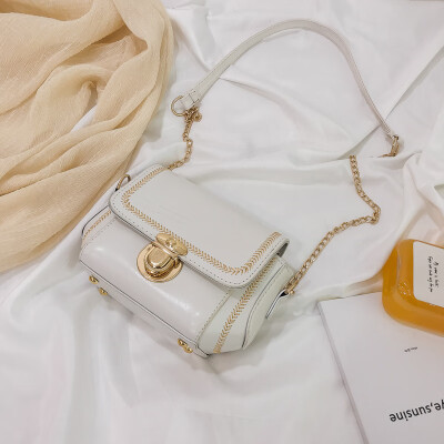 

2019 new casual versatile temperament embroidery thread slanting small square bag female fashion simple sewing thread chain shoulder bag