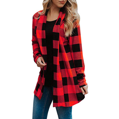 

Roseonmyhand Womens Buffalo Plaid Cardigans Long Sleeve Elbow Patch Draped Open Front Cardiga