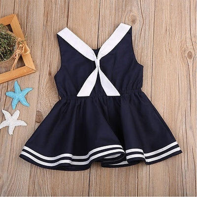 

Kids Baby Girls Purplish Blue Dress Sleeveless Sundress