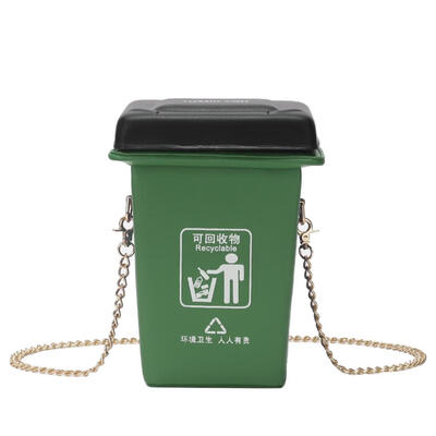 

Creative Trash Can Shape Bag Women Shoulder Messenger PVC Chain Small Bags