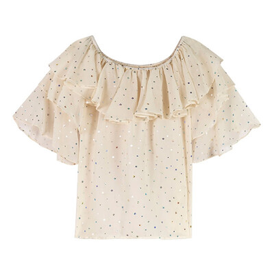 

Fashion Women Ladies Sexy Off Shoulder Ruffles Top Summer Casual Loose Solid Women Blouse