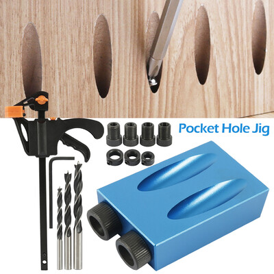 

15pcs Pocket Hole Jig Kit 6810mm Angle Drill Guide Set Woodwoorking Tool Hole Puncher Locator Jig Drill Bit Carpentry Tools