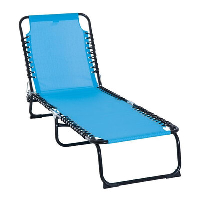 

3-Position Portable Reclining Beach Chaise Lounge Outdoor Adjustable Sleeping Bed - Light Blue