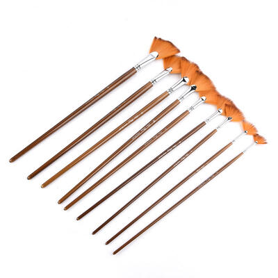 

Greensen 9Pcs Brown Nylon Hair Aluminium Alloy Tube Fan Shape Drawing Brush Art Painting Tool