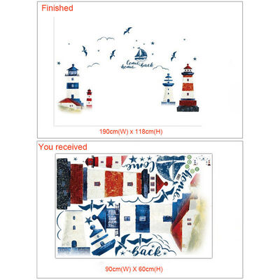 

Nautical Boat Seagull Lighthouse Ocean Wall Sticker Mural For Home Decals Decor