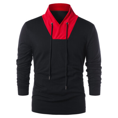 

Drawstring Contrast Color Collar T-shirt