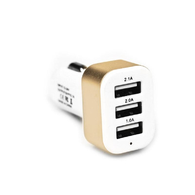 

Car Phone Charger Three Port High-capacity Car Adapter Rose Red