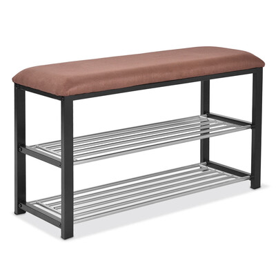 

2 Tiers Shoe Storage Rack Soft Seat Bench