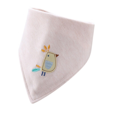 

44531cm Baby Saliva Towel Newborn Cotton Double-Layer Buckle Triangle Scarf Children Stereo Embroidery Cartoon Bib