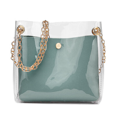 

Fashion Women Transparent Bag Clear PVC Small Tote Messenger Bags Laser Holographic Shoulder Bag Female Lady Sac A Main YJ