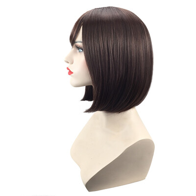 

Gobestart Bob Style Wig Womens Short Straight Full Hair Wigs Cosplay Party Neat BangsC