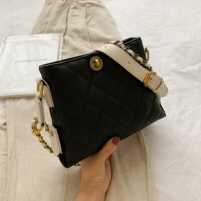 

Summer small fragrance bag handbag 2019 new Korean version of the wild single shoulder slung fashion rhombic chain bucket bag