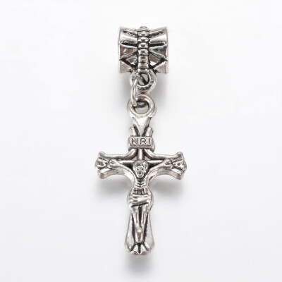 

Tibetan Style Alloy European Dangle Beads Crucifix Cross Antique Silver 35mm Hole 5mm Pendant 245x13x3mm