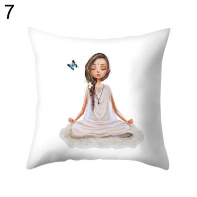 

Meditation Girl Square Throw Pillow Protector Case Cushion Cover Bedding Article