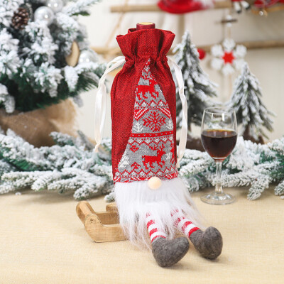 

Gobestart Merry Christmas Santa Wine Bottle Bag Cover Xmas Festival Party Table Decor Gift