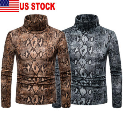

Mens Long Sleeve Cotton High Neck Turtleneck Stretch Slim Basic T-Shirt Tee Tops