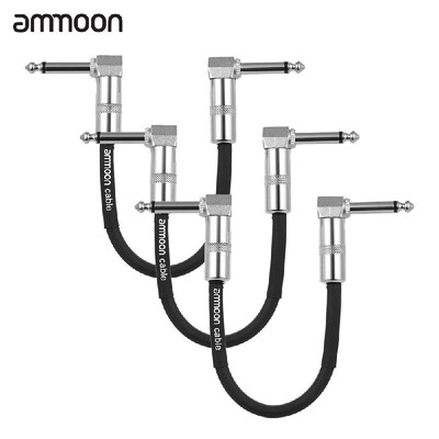 

ammoon 6-Pack Guitar Effect Pedal Instrument Patch Cable 30cm 10ft Long with 14 Inch 635mm Silver Right Angle Plug Black PVC J