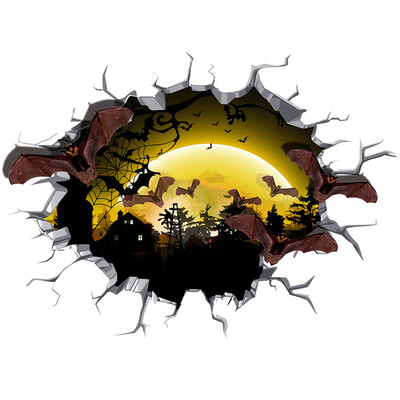 

Halloween Decorations Bats Castle Window Wall Stickers Sticker Party Props Scary