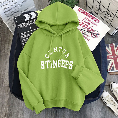 

Women Simple Autumn Warm Hoodies Tops Long Sleeve Cute Letter Print Plus Velvet Loose Hooded Sweatshirts -XXL