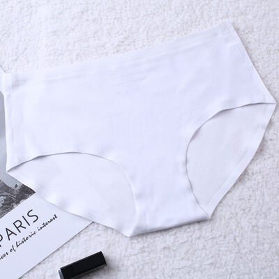 

One-Piece Solid Color Seamless Women Mid Waist Underwear Quick-Drying Ice Silk Briefs