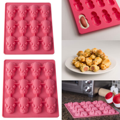 

Siaonvr New 2PC Multifunction 12 Little Pig Silicone Cake Baking Pink Mould