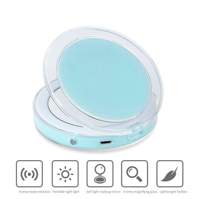 

Travel Mirror USB Rechargeable Folding 1X3X Handheld Double Sided Makeup Mirror With Lights And Magnification