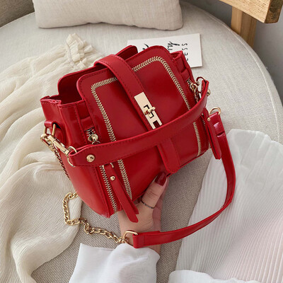 

Tailored Womens Fashion Flip Pure-Colour Chains Cover Retro Shoulder Bag Purse Flap Bag