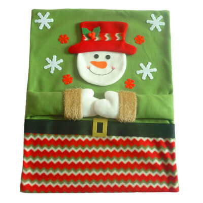 

Christmas Supplies Santa Snowman Chair Cover Christmas Flannel Chair Set Red And Green Two Decorative Family Party Supplies