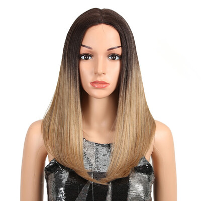 

Noble Ombre Color Straight Hair 18"Inch Lace Front Wig For Black Women African American Wigs Synthetic Heat Resistant Hair