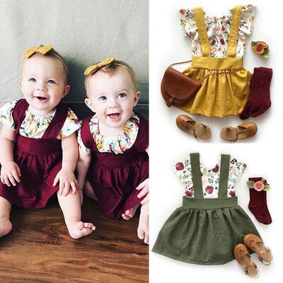 

Fashion Toddler Infant Baby Short Sleeve Tops T-Shirt Dress Outfits Clothes Set