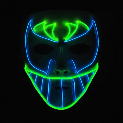 

Bat Face Horror Vendetta Makeup Show Mask Glowing Scary Head EL Wire Full Face Masks for Halloween Party Cosplay Costume