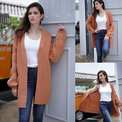 

Roseonmyhand Women ladys loose Long Sleeve Solid Color Cardigan Plush Sweater Coat