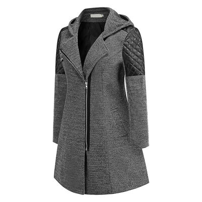 

Women Autumn Winter Warm Long-sleeved Hooded Coat Jacket Solid Color Coat Zipper Tops