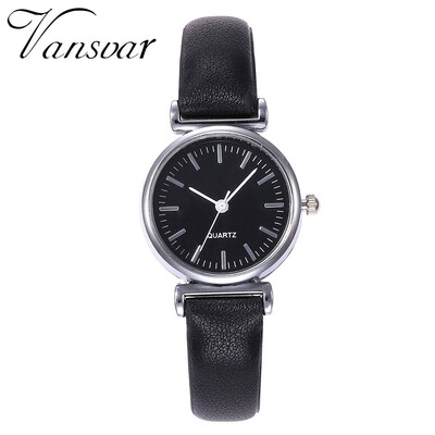 

Vansvar Brand Fashion Silver Case Creative Leather Strap Wrist Watch Casual Women Quartz Watches Gift Relogio Feminino 533