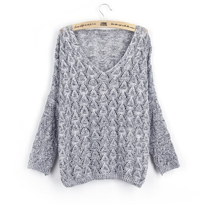 

Autumn&winter womens sweater pullover V-neck casual long-sleeved fashion openwork sweater womens woolen knit vest