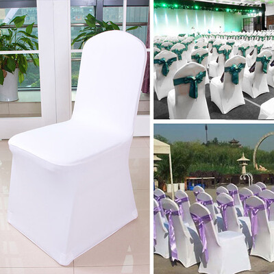 

Solid Color Chair Cover Spandex Stretch Elastic Slipcovers Chair Covers White For Dining Room Kitchen Wedding Banquet Hotel