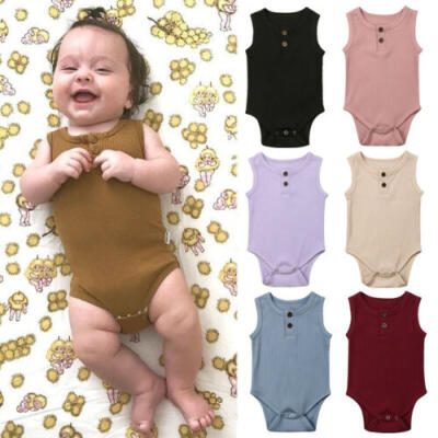 

Summer Newborn Infant Baby Boy Girl Sleeveless Cotton Romper Bodysuit One-piece