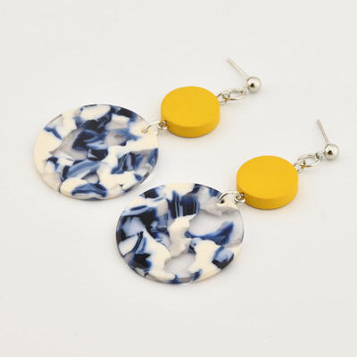 

Korean Popular Geometric Round Wooden Earrings Acrylic Dangle Drop Earrings For Women Acetic Acid Earings Fashion Jewelry 2019