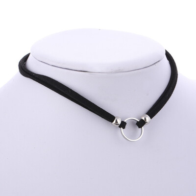 

Trendy Hot Layers Black Leather Choker Necklace Wrap Circle Geometry With Triangle Pendant Women Jewelry Short Necklaces