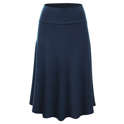 

Roseonmyhand Women Plus Size Solid Flare Hem High Waist Midi Skirt Sexy Uniform Pleated Skirt