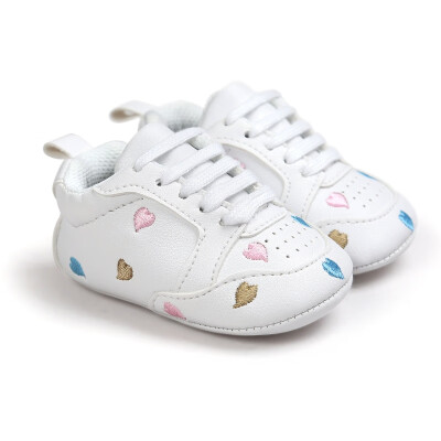 

Baby Shoes Newborn Boys Girls Heart Star Pattern Shoes Kids Toddlers Lace Up PU Sneakers 0-18 Months Baby First Walkers