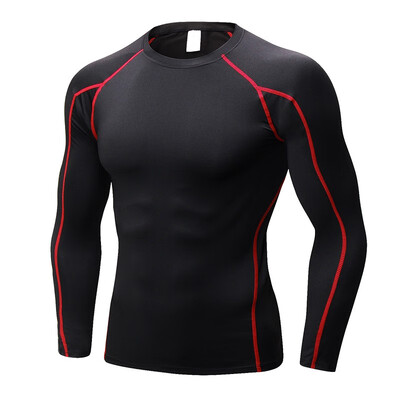 

Mens tight fitness exercise running training T-shirt stretch dry long sleeve shirtDISHENG-059