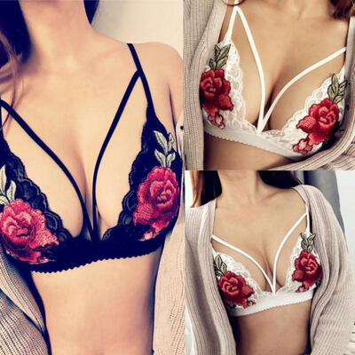 

Women Lace Bralette Bralet Bra Bustier Crop Tops Soft Mesh Triangle Unpadded Bra