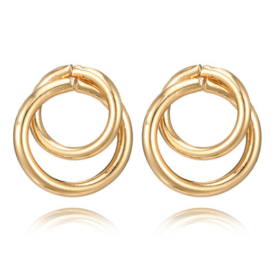 

EK712 Geometric Double Round Circle Stud Earrings for Women Statement Earring Jewelry Fashion Gold Silver Color Wedding Brincos