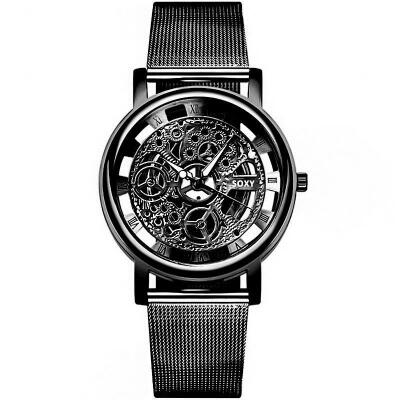 

Fashion Luxury Skeleton Hollow Watch Mesh Band Stainless Steel Quartz Wristwatch Unisex Men Womens Watches Relogio Masculino