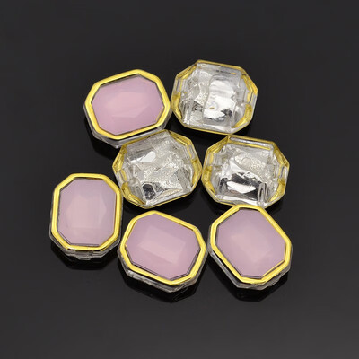 

Sew on Rhinestone Taiwan Acrylic Golden Plated Garment Accessories Rectangle Pink 14x12x65mm Hole 1mm