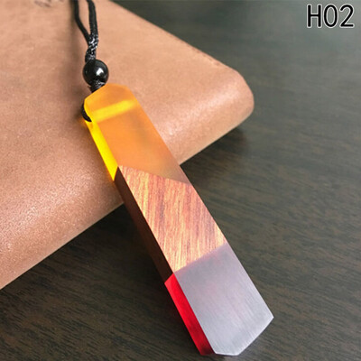 

Handmade Resin Wood Pendant Necklace Wooden Jewelry Men Women Sky 23 colors