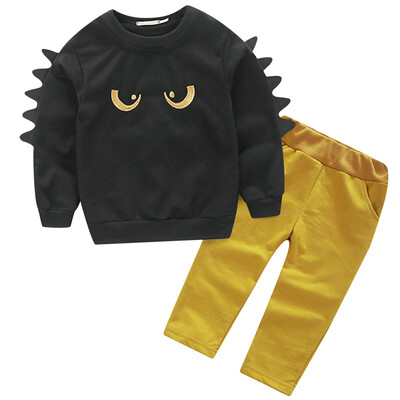 

2016 Brand New Boys Clothing Set Kids Children Monster Long Shirt Pant