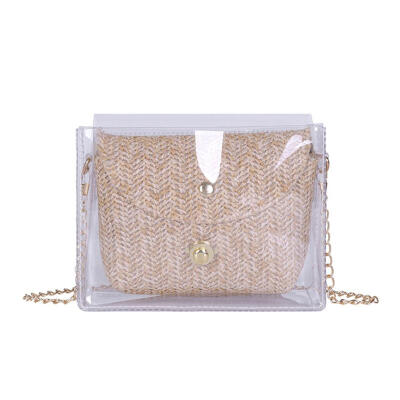 

2pcsset Clear Solid Color Shoulder Handbags Women Crossbody Woven Bags