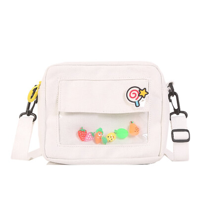 

Womens Pocket Style Pocket Canvas Single-shoulder Korean Transparency Package Womens Art in Womens Bag
